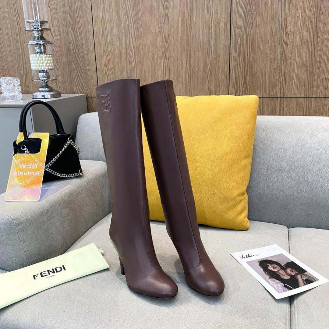 Fendi Women Shoes Cut Multicolor leather high-heeled boots 192494