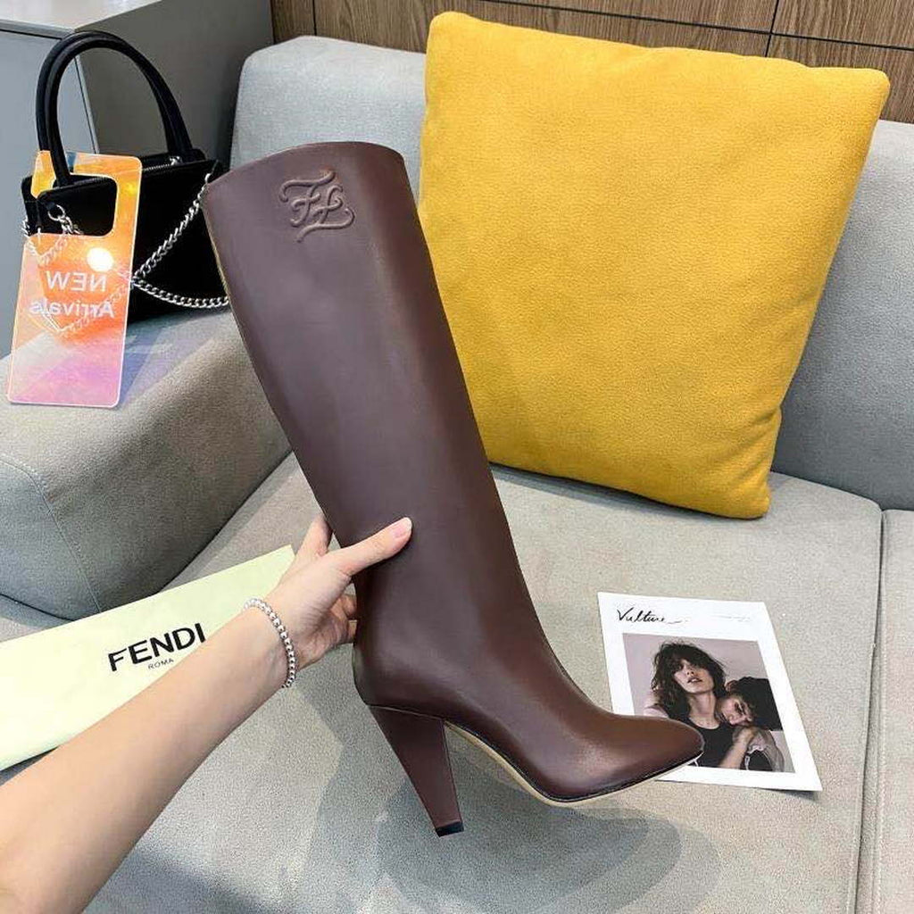 Fendi Women Shoes Cut Multicolor leather high-heeled boots 192494