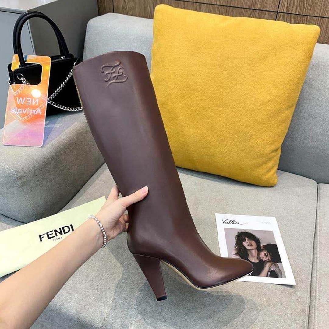 Fendi Women Shoes Cut Multicolor leather high-heeled boots 192494