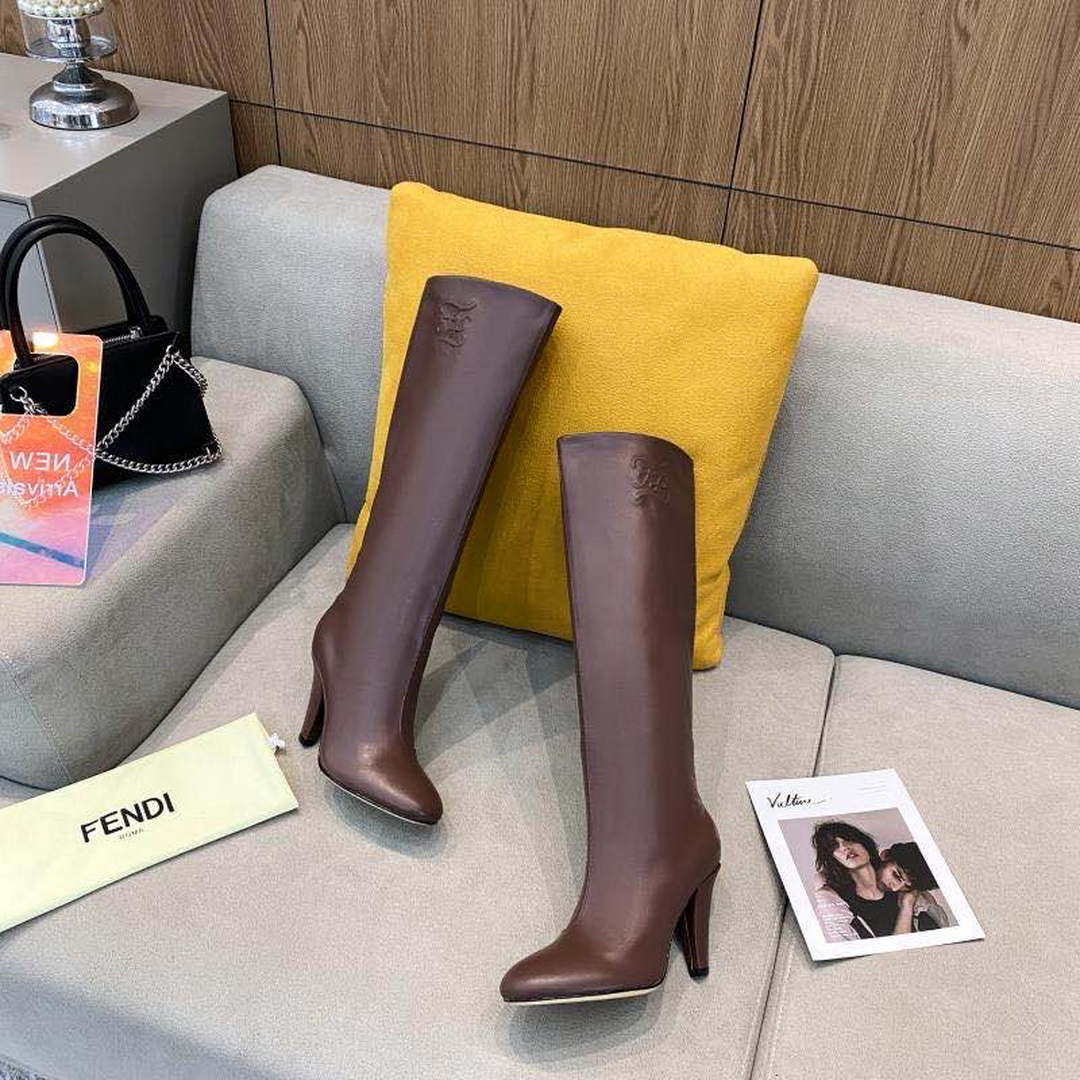 Fendi Women Shoes Cut Multicolor leather high-heeled boots 192494