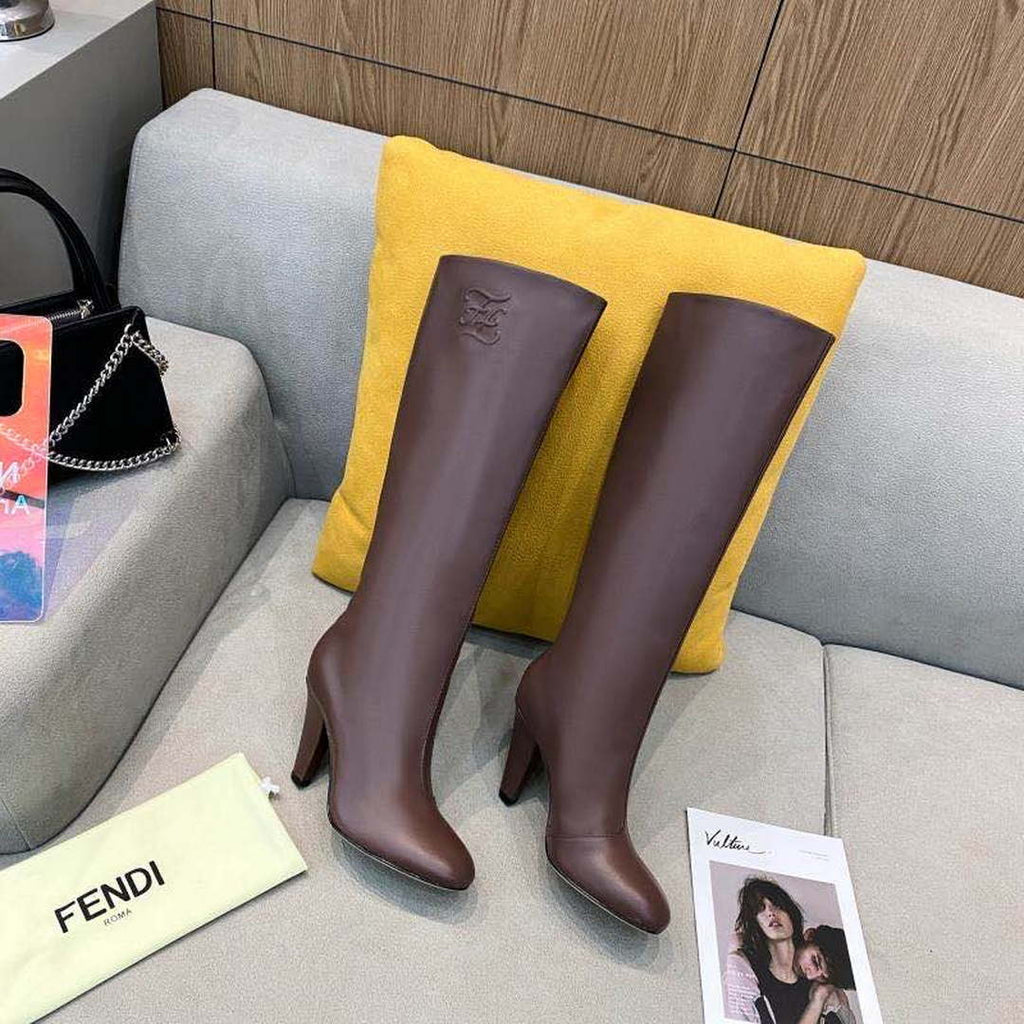 Fendi Women Shoes Cut Multicolor leather high-heeled boots 192494