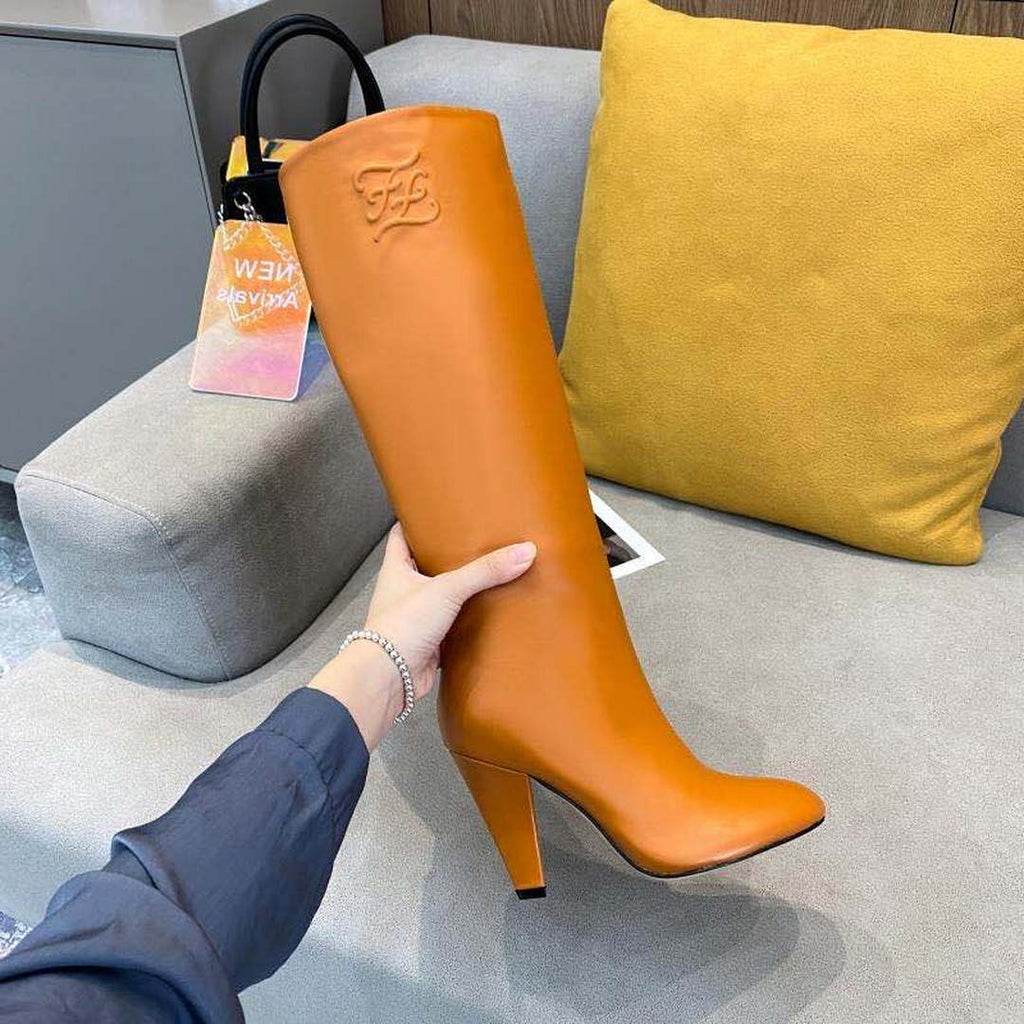 Fendi Women Shoes Cut Multicolor leather high-heeled boots 192495