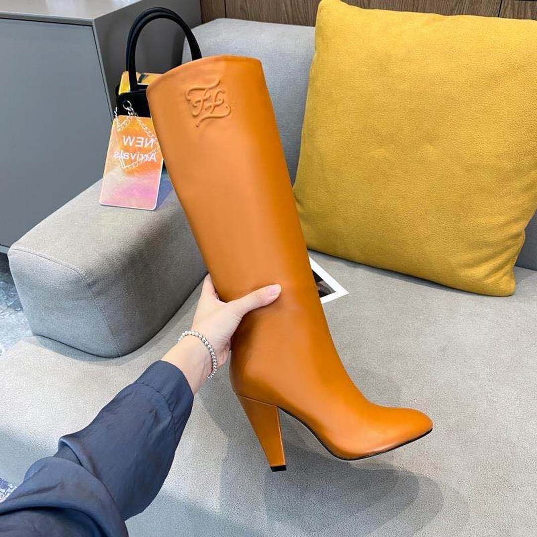 Fendi Women Shoes Cut Multicolor leather high-heeled boots 192495
