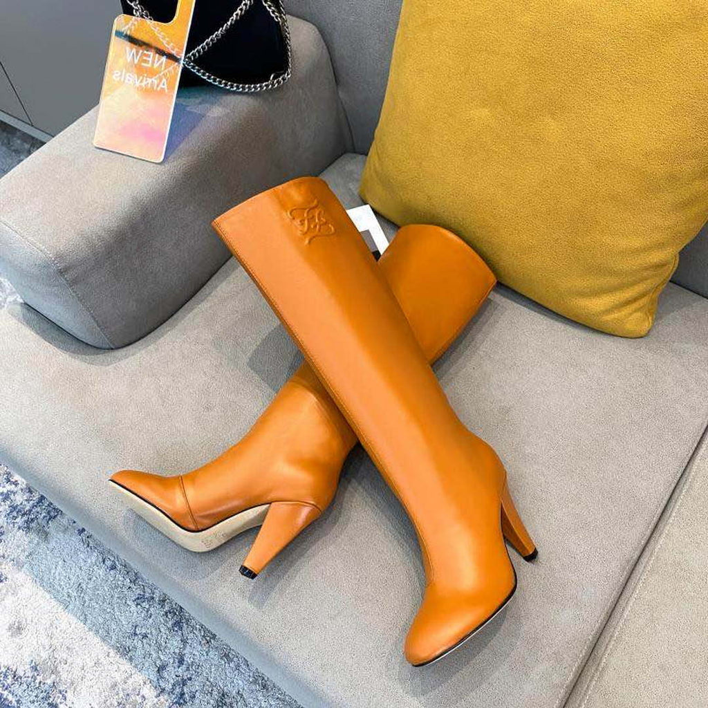 Fendi Women Shoes Cut Multicolor leather high-heeled boots 192495