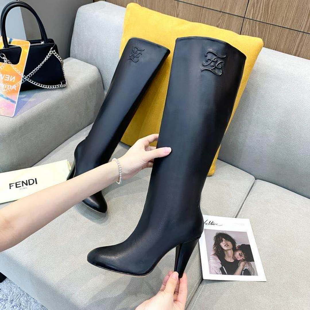 Fendi Women Shoes Cut Multicolor leather high-heeled boots 192498