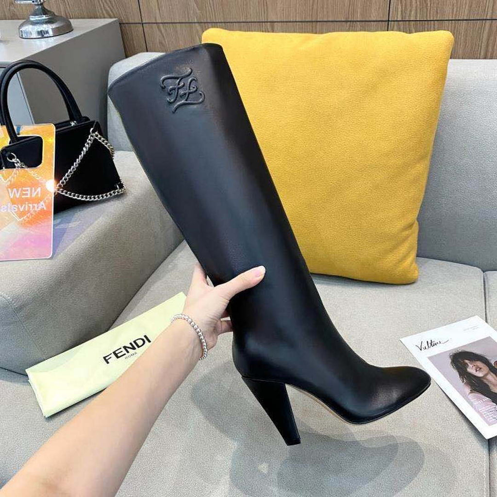 Fendi Women Shoes Cut Multicolor leather high-heeled boots 192498