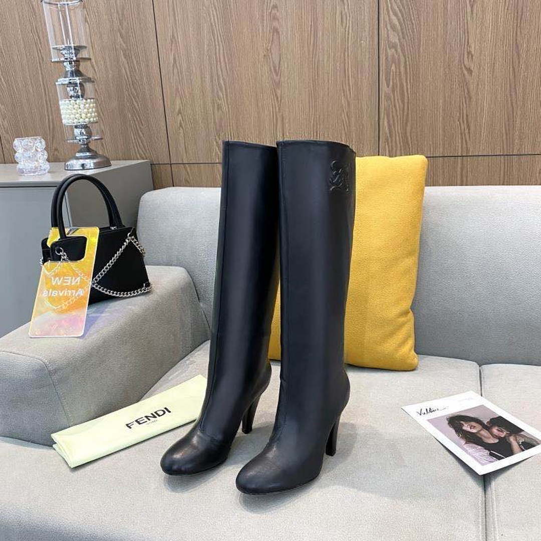 Fendi Women Shoes Cut Multicolor leather high-heeled boots 192498