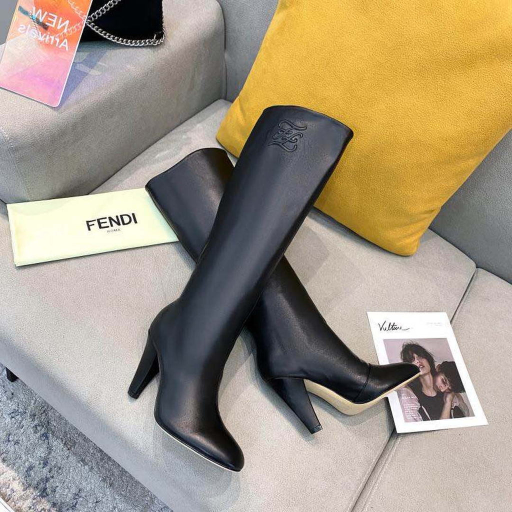 Fendi Women Shoes Cut Multicolor leather high-heeled boots 192498