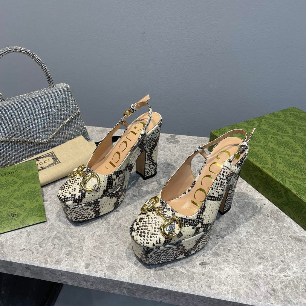Gucci 723837 Women's python print high heel pump G66746