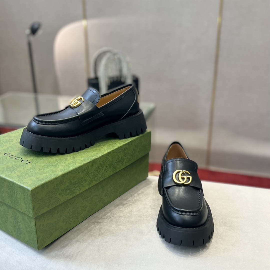 Gucci Women Shoes Style ?700271 DKSD0 1000 Women's lug sole Interlocking G loafer 191410