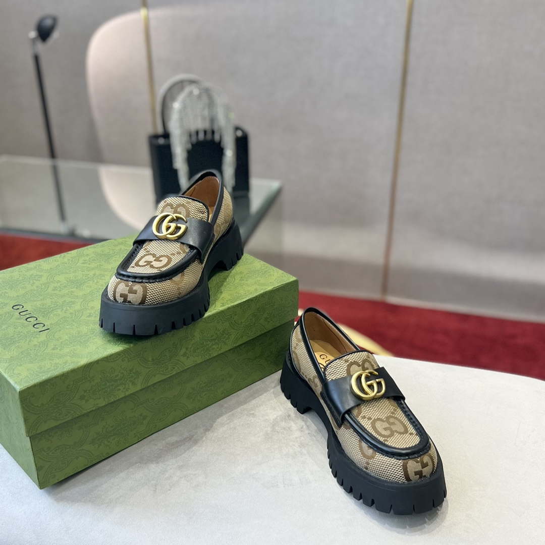 Gucci Women Shoes Style ?700271 DKSD0 1000 Women's lug sole Interlocking G loafer 191411