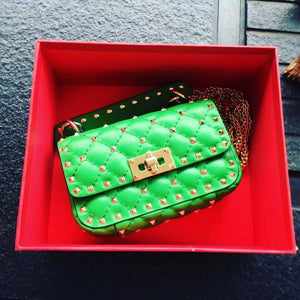 Valentino XW2B0123 Small Rockstud Spike Nappa Leather Bag Green - Default Title - View 1