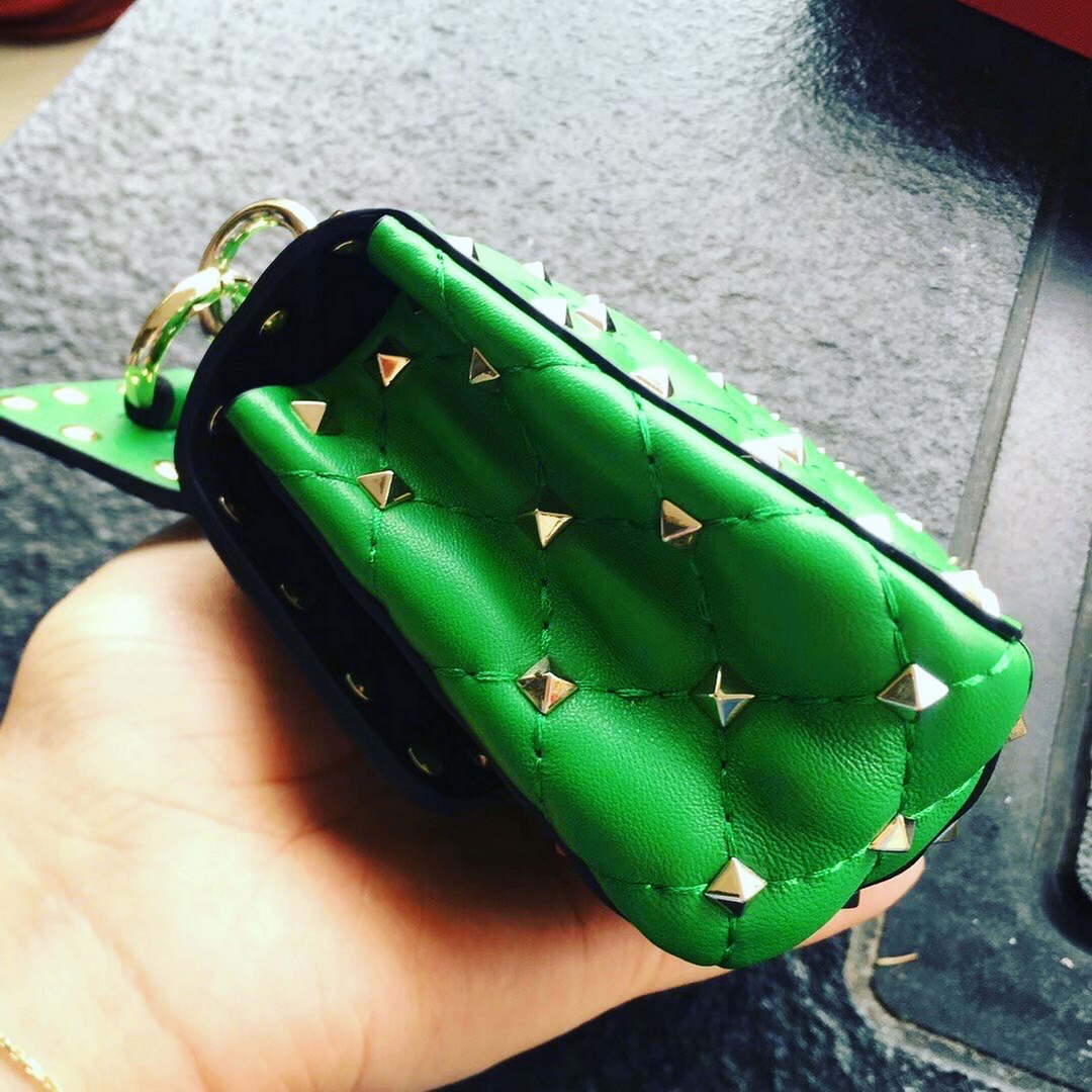 Valentino XW2B0123 Small Rockstud Spike Nappa Leather Bag Green - Default Title - View 5
