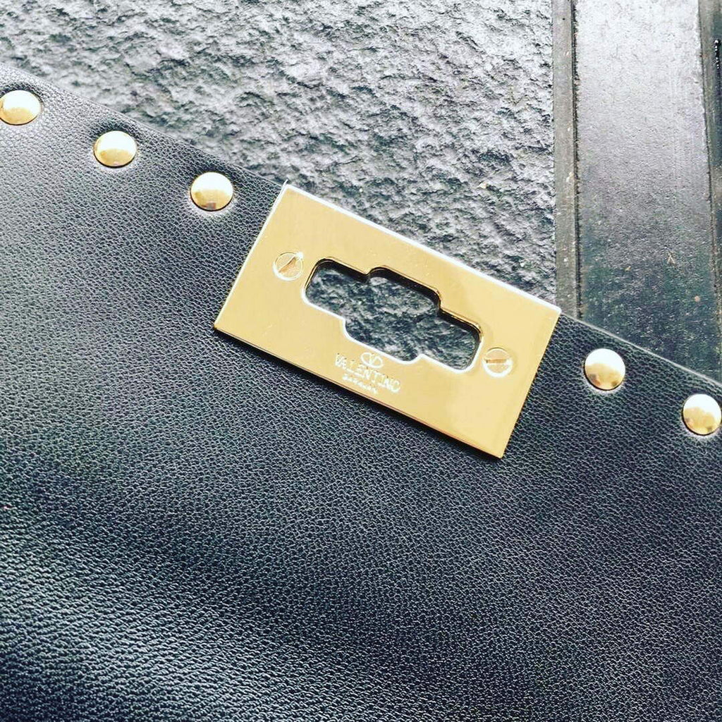 Valentino XW2B0123 Small Rockstud Spike Nappa Leather Bag Green
