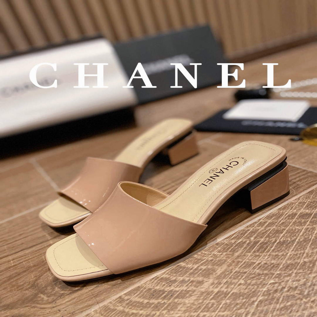 Chanel Women's Sandals Chanel Slippers Lambskin Heel 45mm C90178