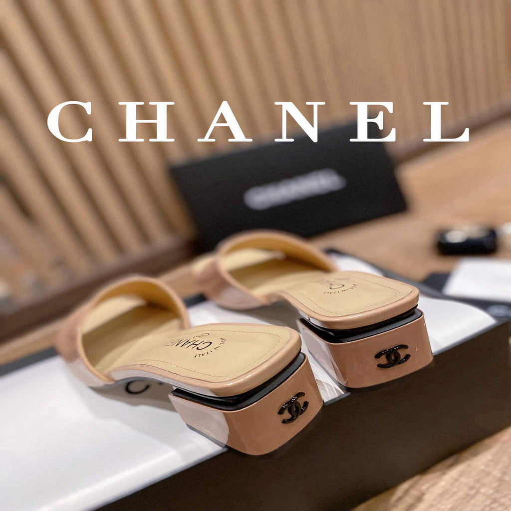 Chanel Women's Sandals Chanel Slippers Lambskin Heel 45mm C90178