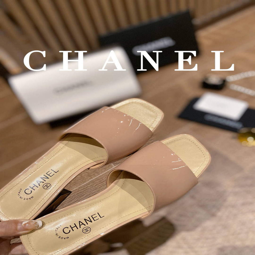Chanel Women's Sandals Chanel Slippers Lambskin Heel 45mm C90178