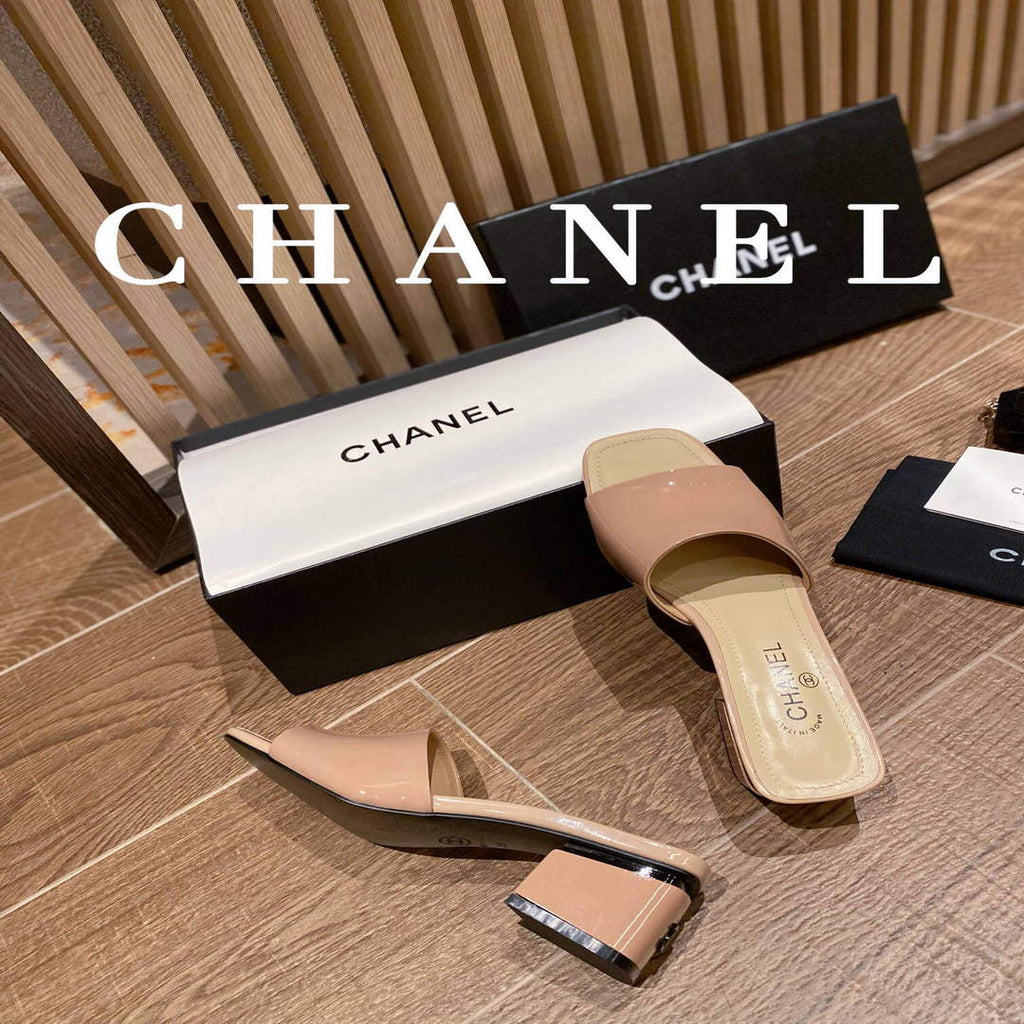 Chanel Women's Sandals Chanel Slippers Lambskin Heel 45mm C90178