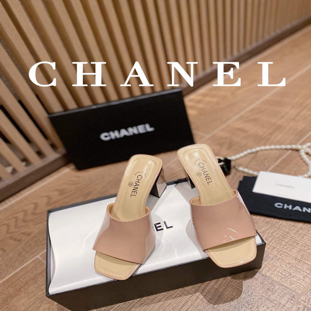 Chanel Women's Sandals Chanel Slippers Lambskin Heel 85mm C90170