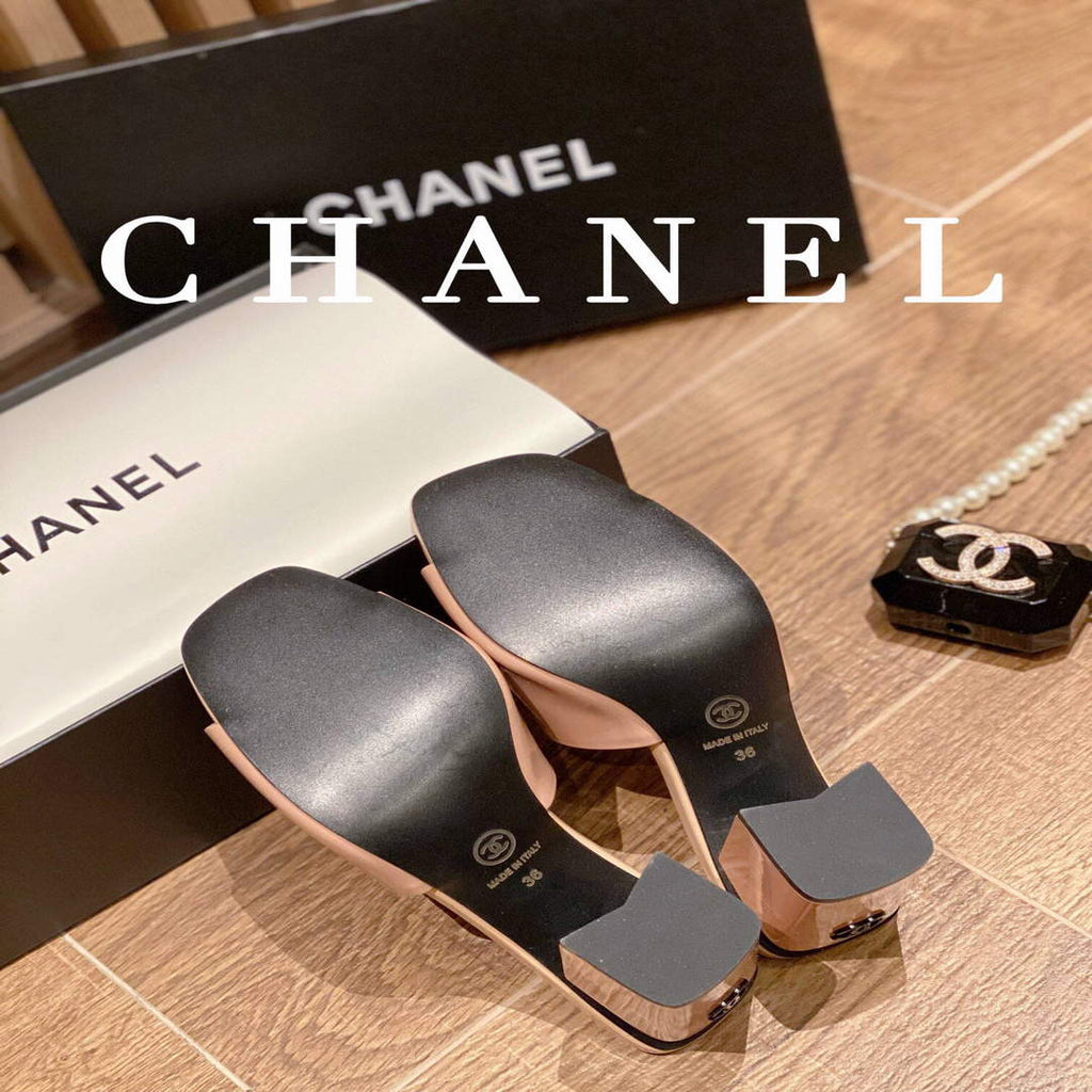 Chanel Women's Sandals Chanel Slippers Lambskin Heel 85mm C90170