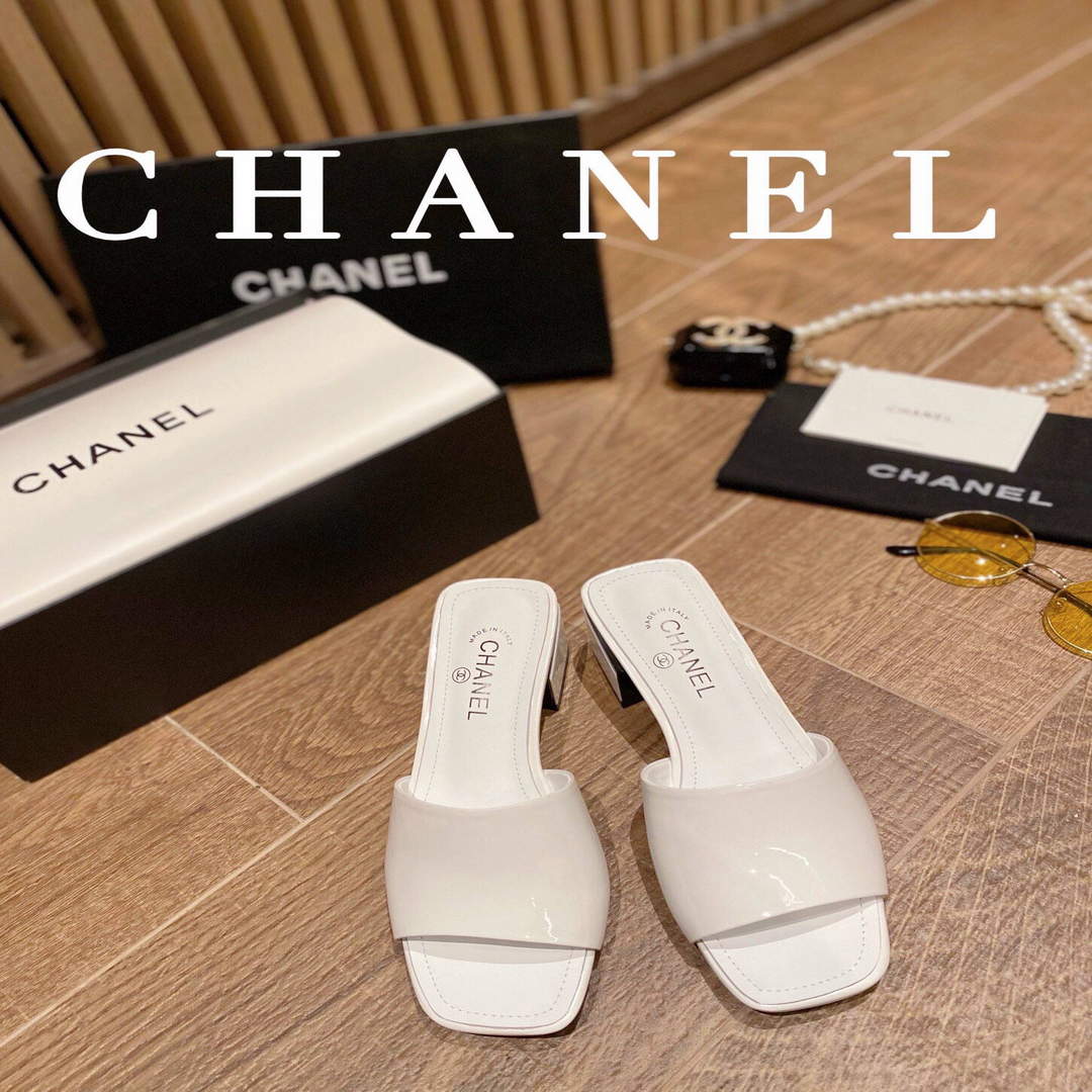 Chanel Women's Sandals Chanel Slippers Lambskin Heel 45mm C90179