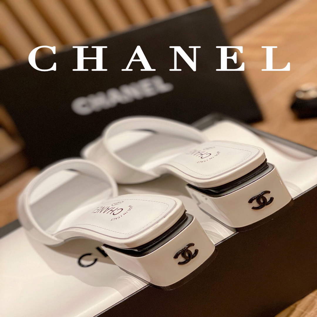 Chanel Women's Sandals Chanel Slippers Lambskin Heel 45mm C90179