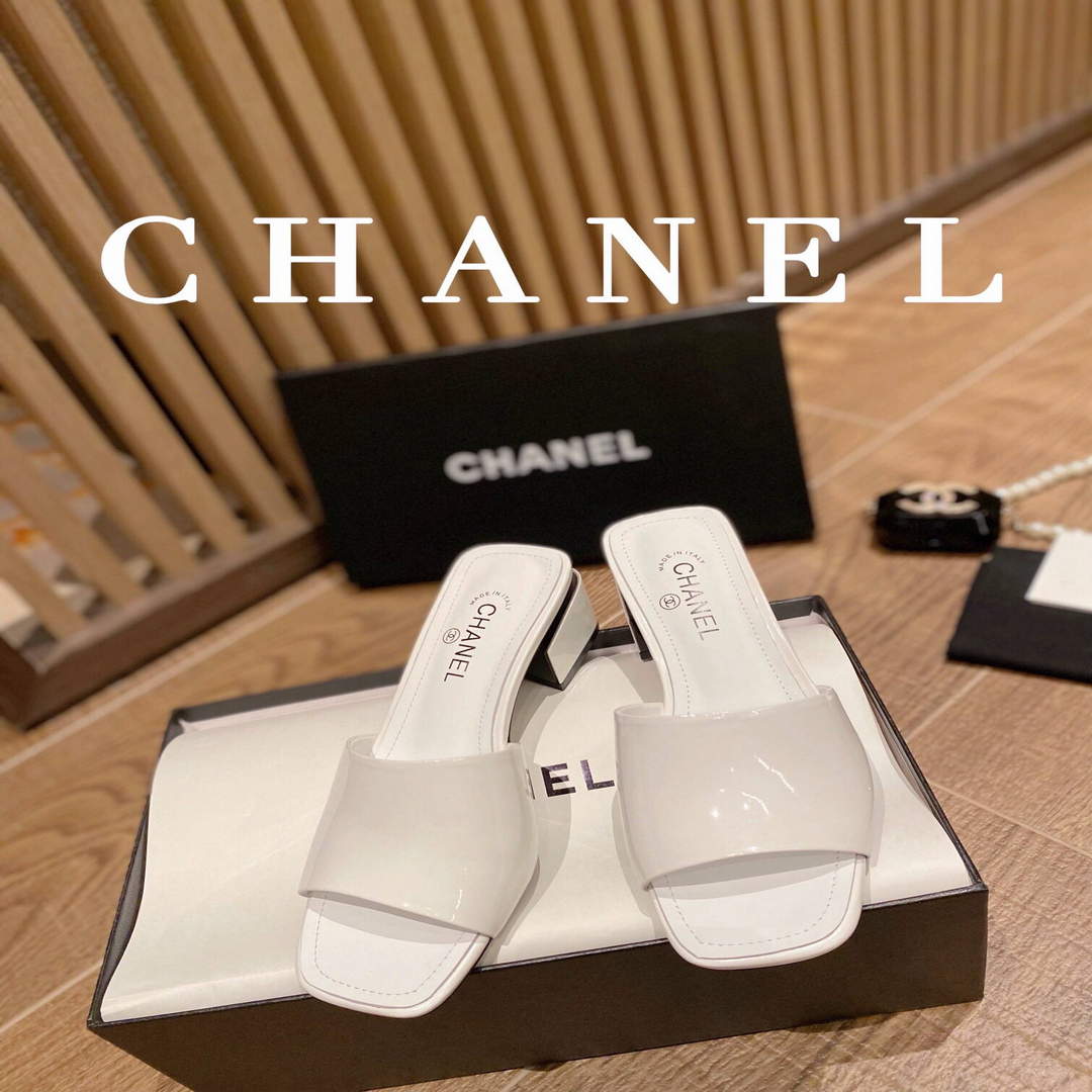 Chanel Women's Sandals Chanel Slippers Lambskin Heel 45mm C90179