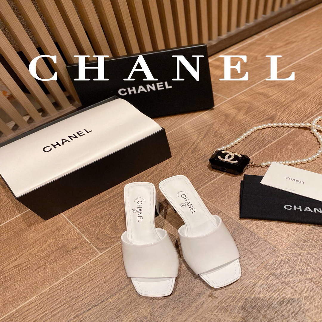 Chanel Women's Sandals Chanel Slippers Lambskin Heel 85mm C90171