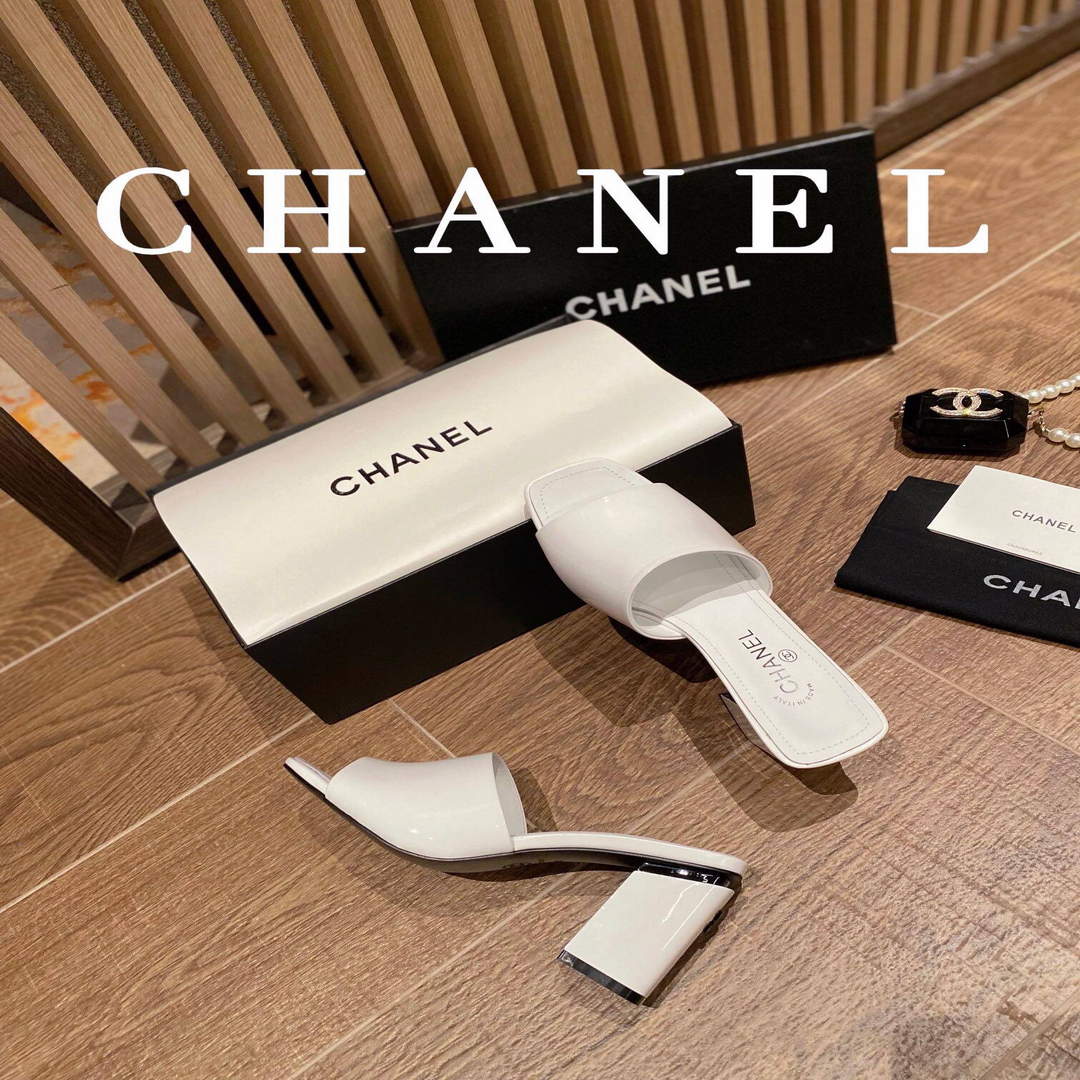 Chanel Women's Sandals Chanel Slippers Lambskin Heel 85mm C90171