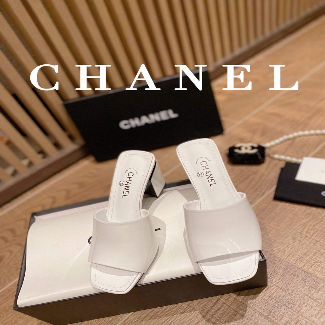 Chanel Women's Sandals Chanel Slippers Lambskin Heel 85mm C90171