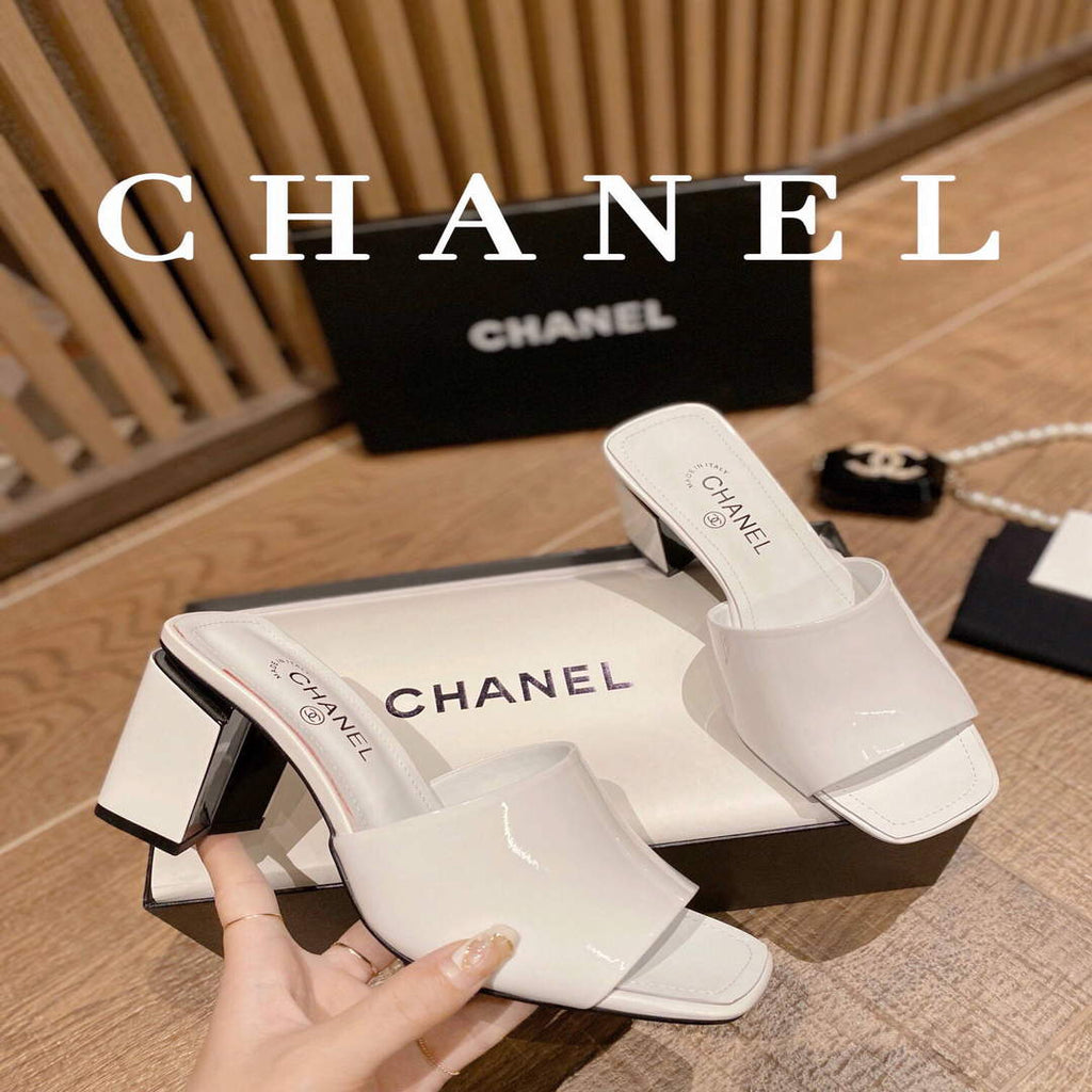 Chanel Women's Sandals Chanel Slippers Lambskin Heel 85mm C90171