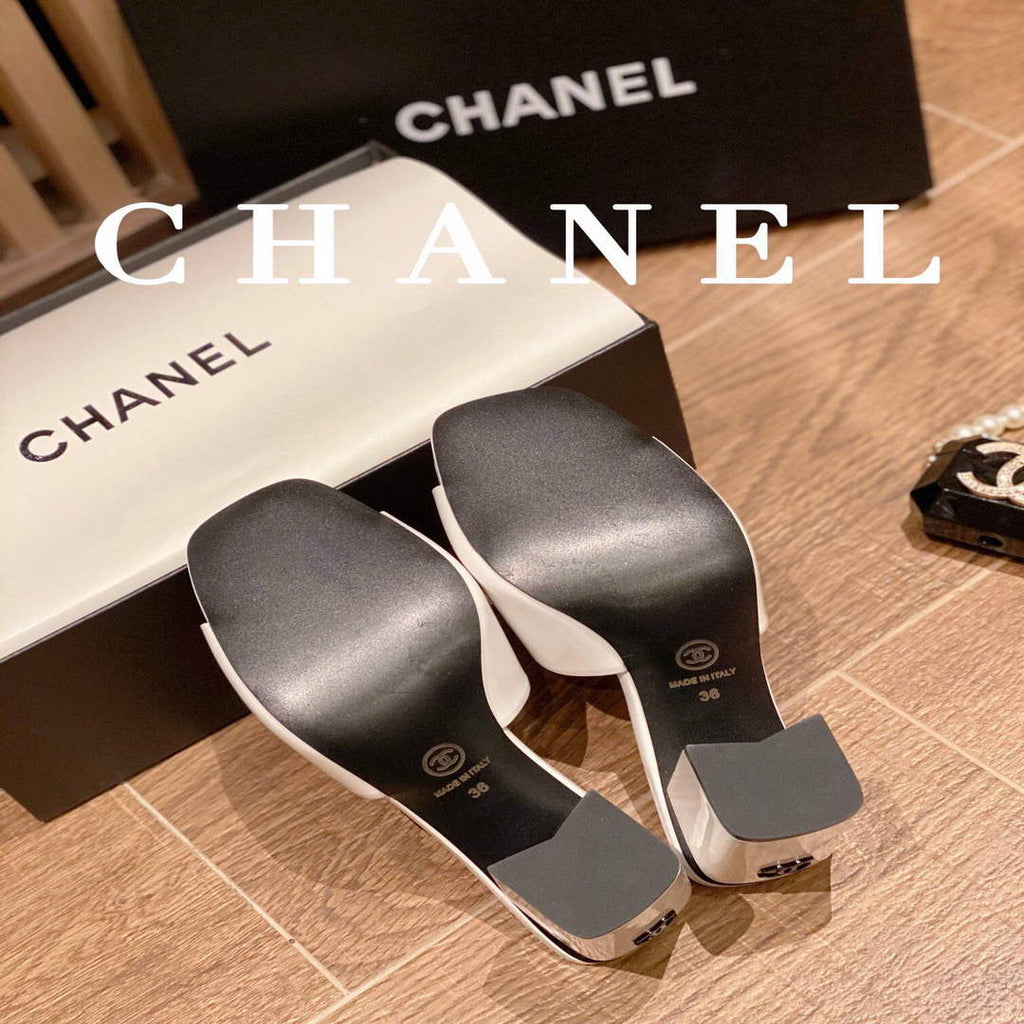 Chanel Women's Sandals Chanel Slippers Lambskin Heel 85mm C90171