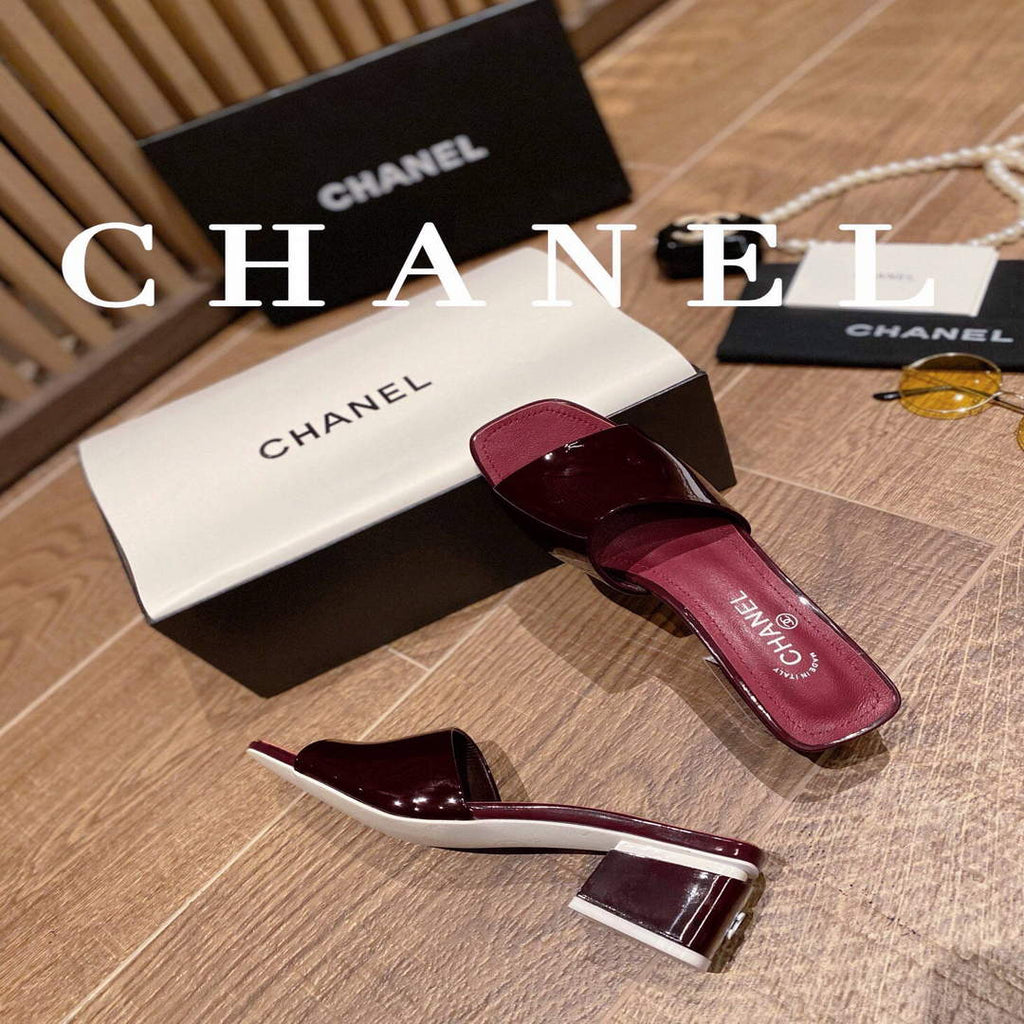 Chanel Women's Sandals Chanel Slippers Lambskin Heel 45mm C90180