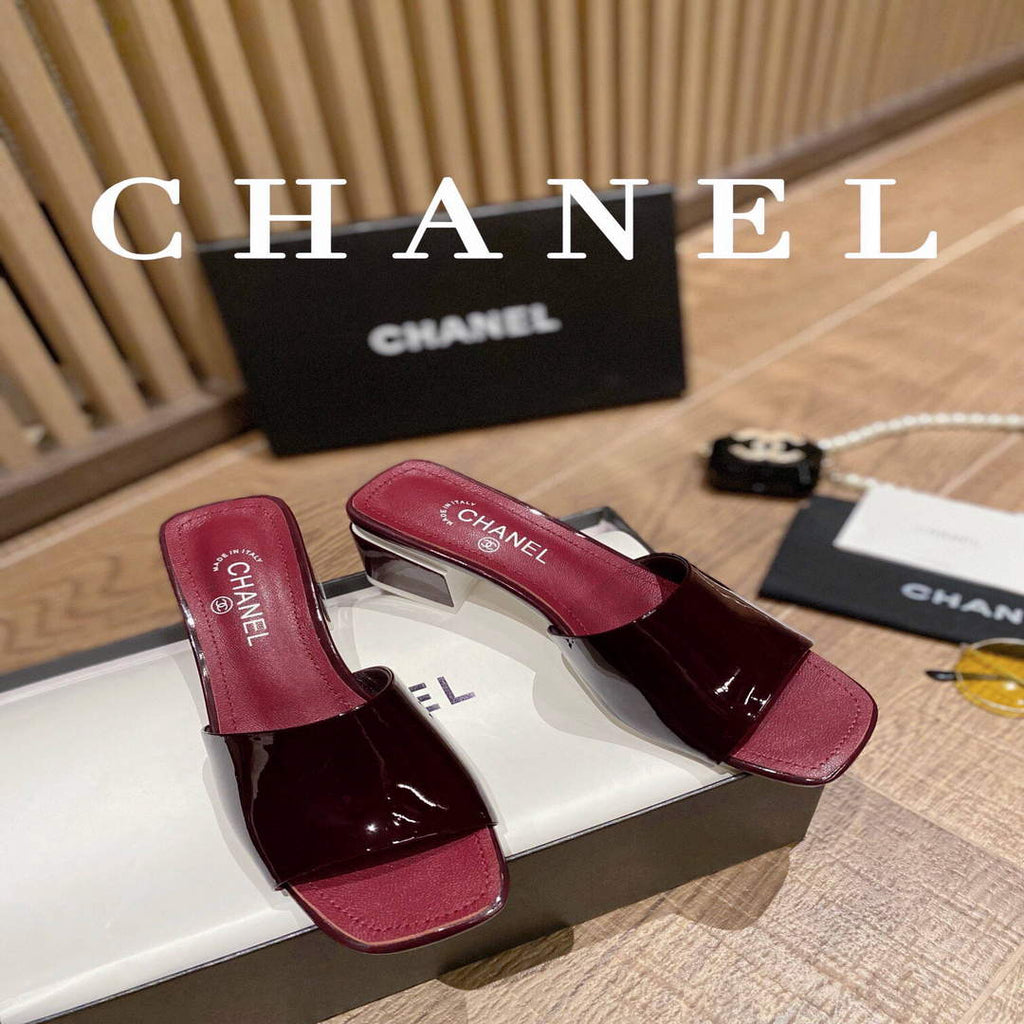 Chanel Women's Sandals Chanel Slippers Lambskin Heel 45mm C90180