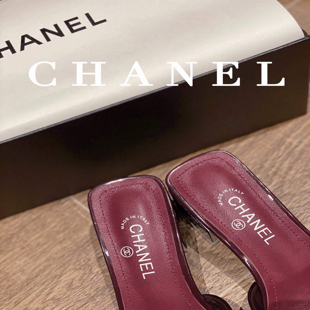 Chanel Women's Sandals Chanel Slippers Lambskin Heel 45mm C90180