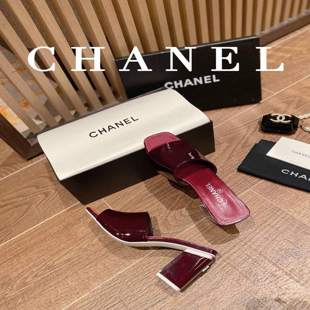 Chanel Women's Sandals Chanel Slippers Lambskin Heel 85mm C90172
