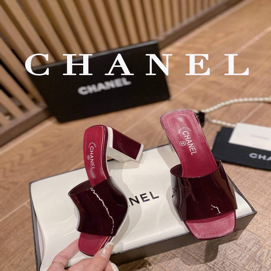 Chanel Women's Sandals Chanel Slippers Lambskin Heel 85mm C90172