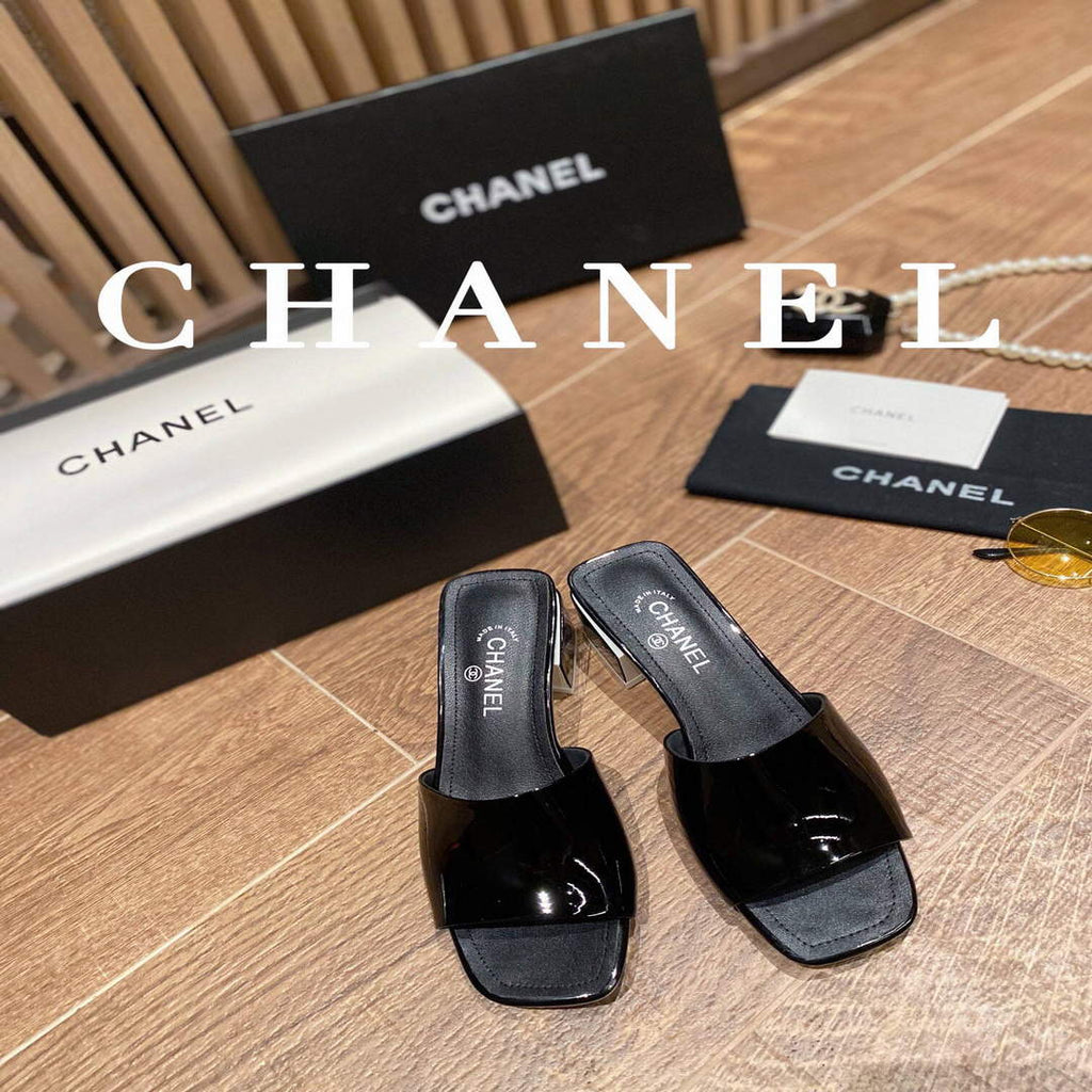 Chanel Women's Sandals Chanel Slippers Lambskin Heel 45mm C90181