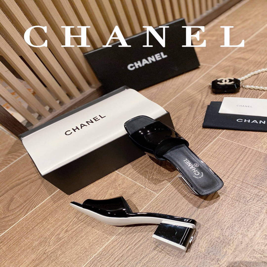 Chanel Women's Sandals Chanel Slippers Lambskin Heel 45mm C90181