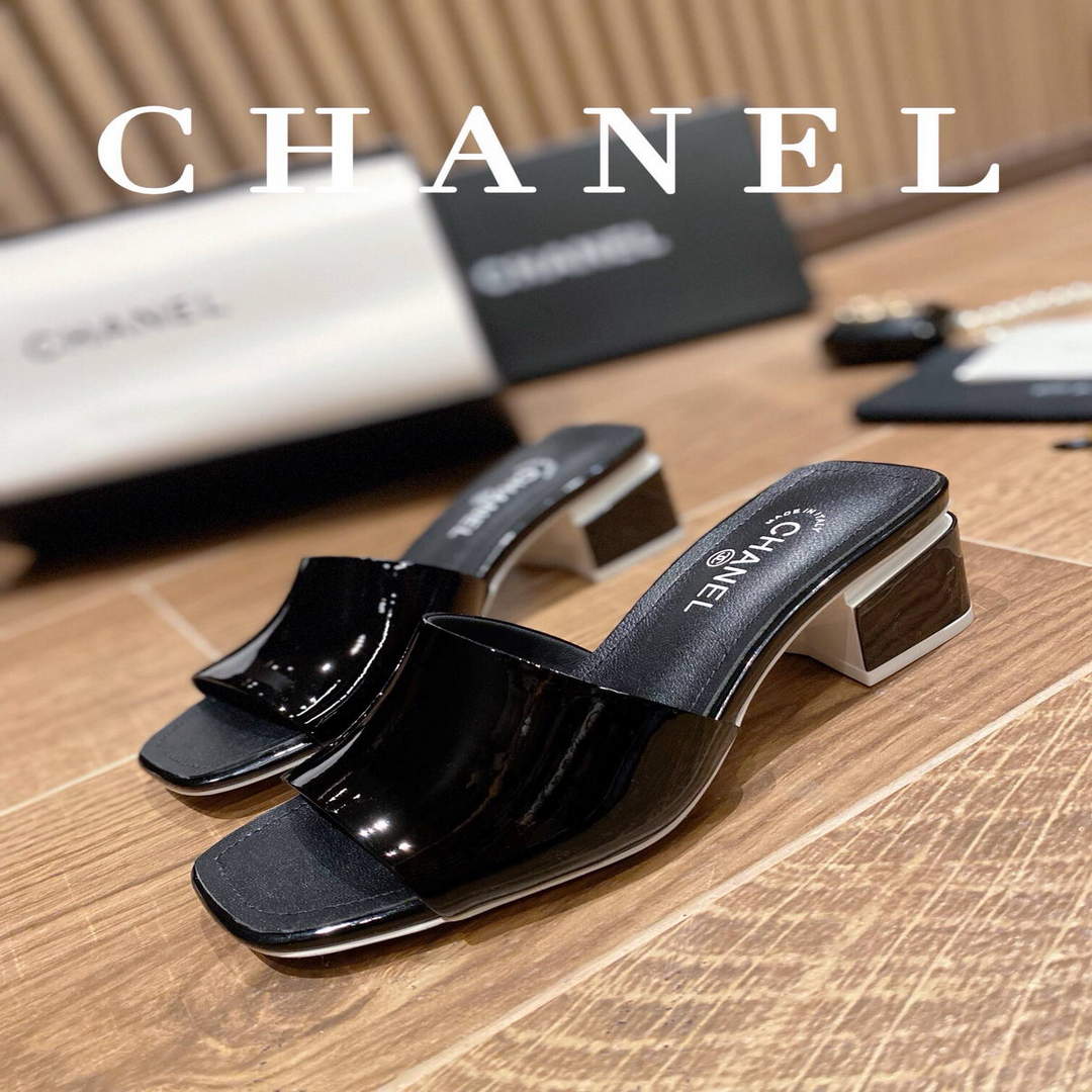 Chanel Women's Sandals Chanel Slippers Lambskin Heel 45mm C90181