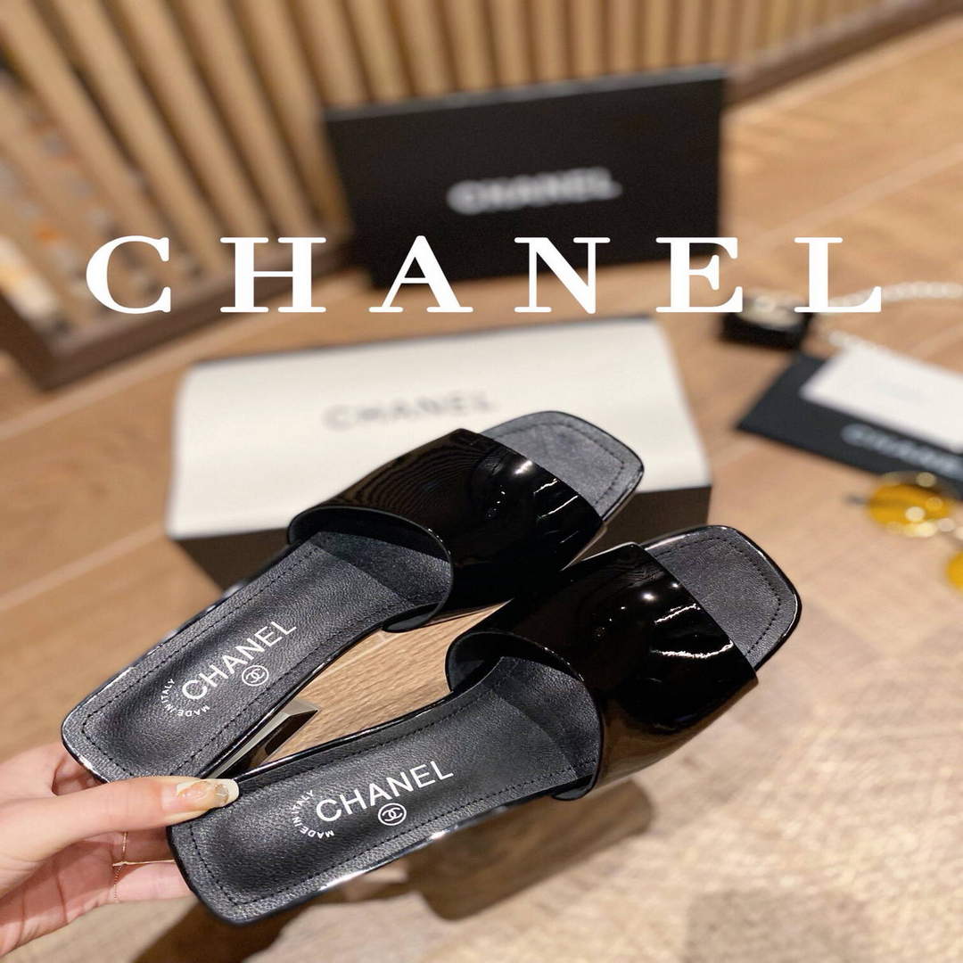 Chanel Women's Sandals Chanel Slippers Lambskin Heel 45mm C90181