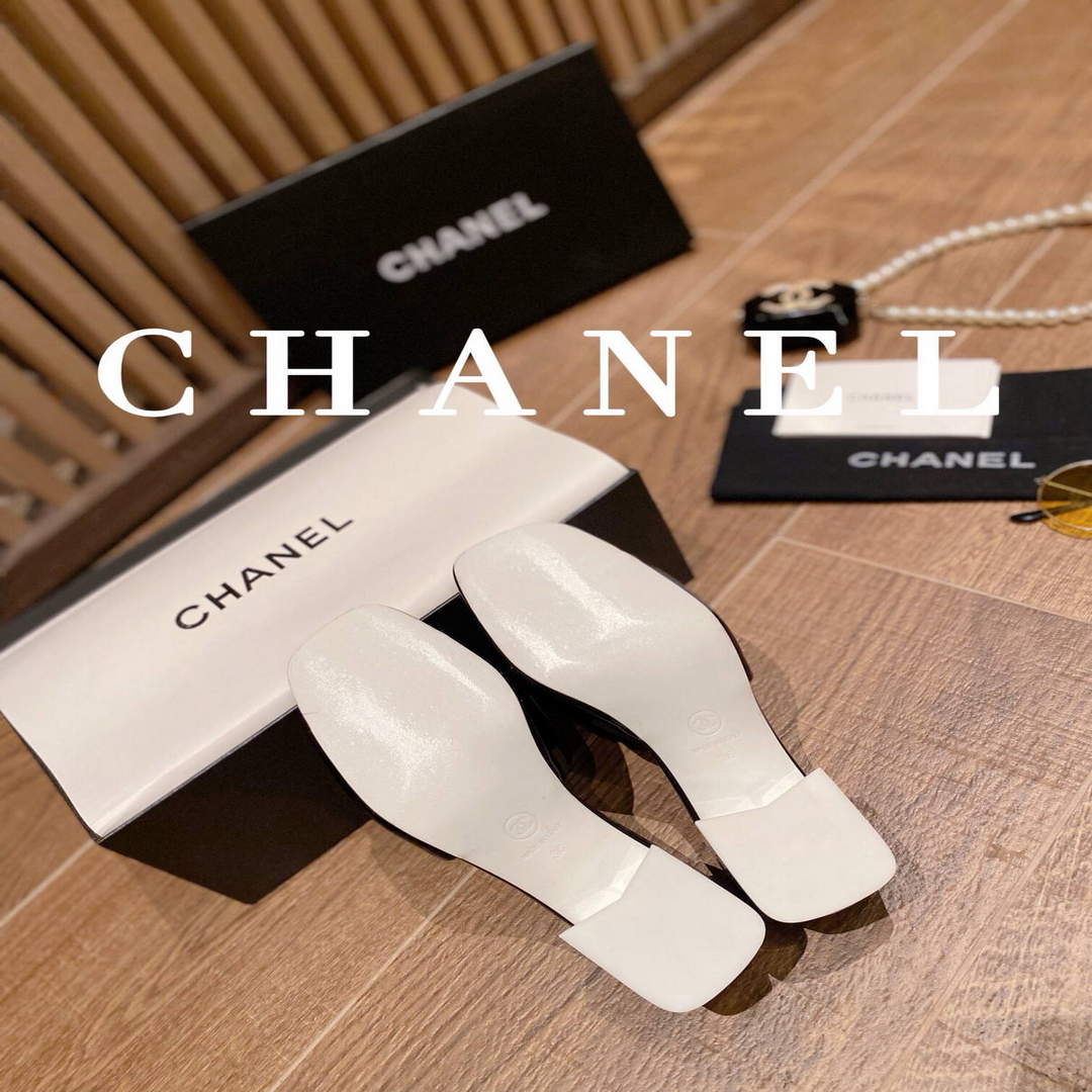 Chanel Women's Sandals Chanel Slippers Lambskin Heel 45mm C90181