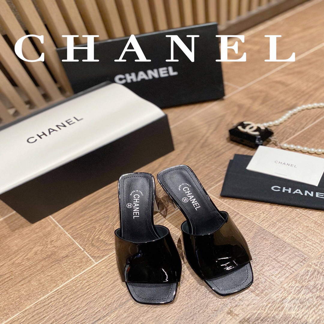 Chanel Women's Sandals Chanel Slippers Lambskin Heel 85mm C90173