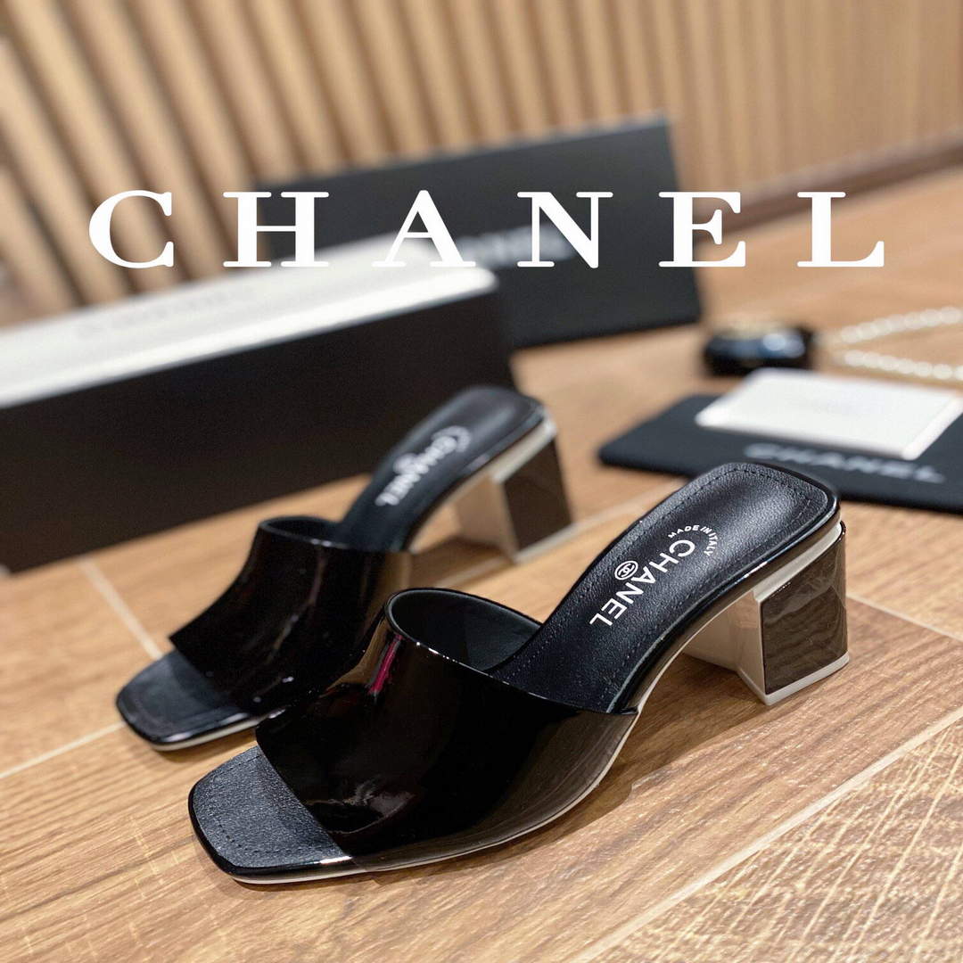 Chanel Women's Sandals Chanel Slippers Lambskin Heel 85mm C90173