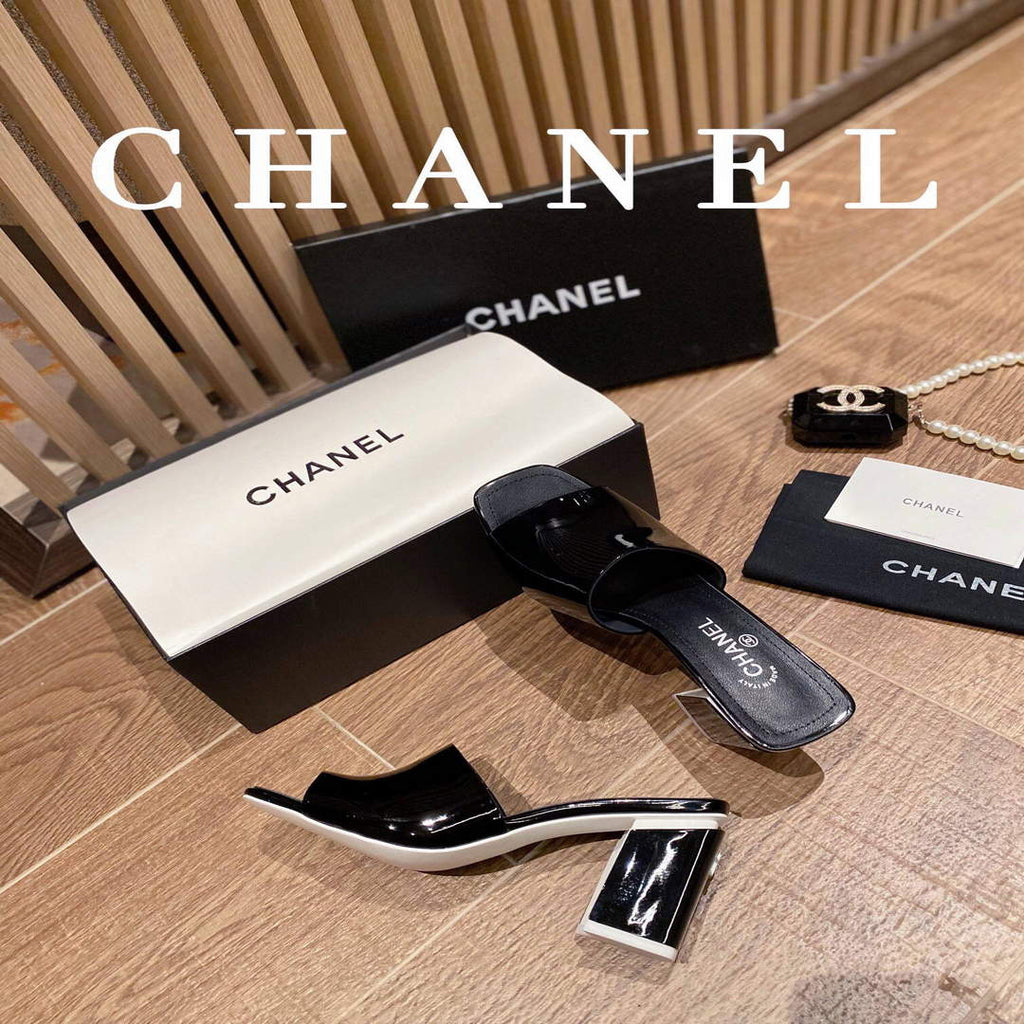 Chanel Women's Sandals Chanel Slippers Lambskin Heel 85mm C90173