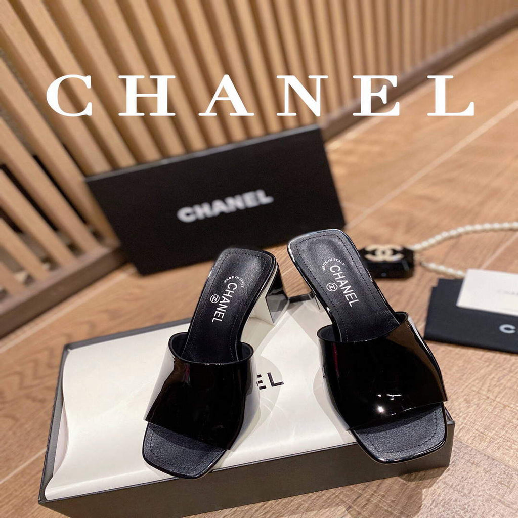 Chanel Women's Sandals Chanel Slippers Lambskin Heel 85mm C90173