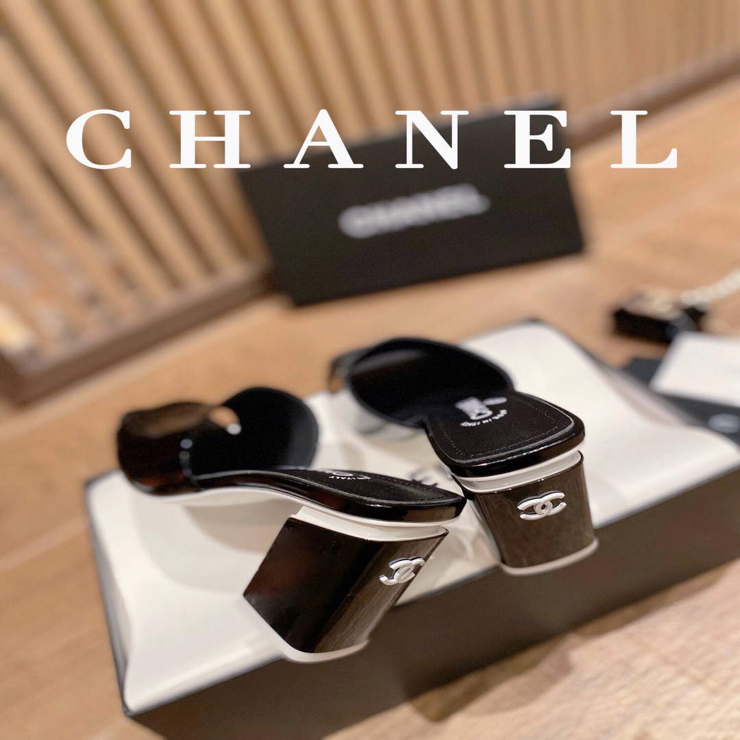 Chanel Women's Sandals Chanel Slippers Lambskin Heel 85mm C90173