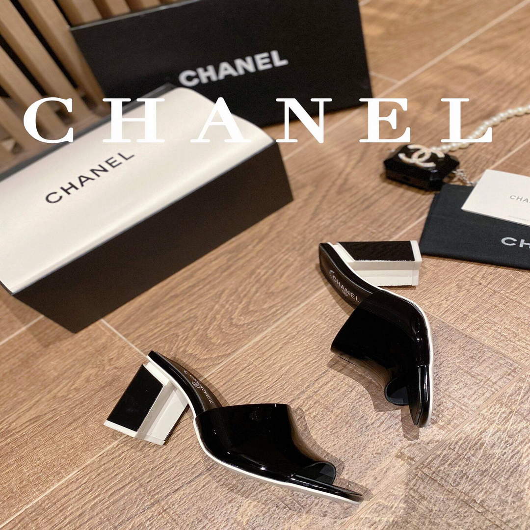 Chanel Women's Sandals Chanel Slippers Lambskin Heel 85mm C90173