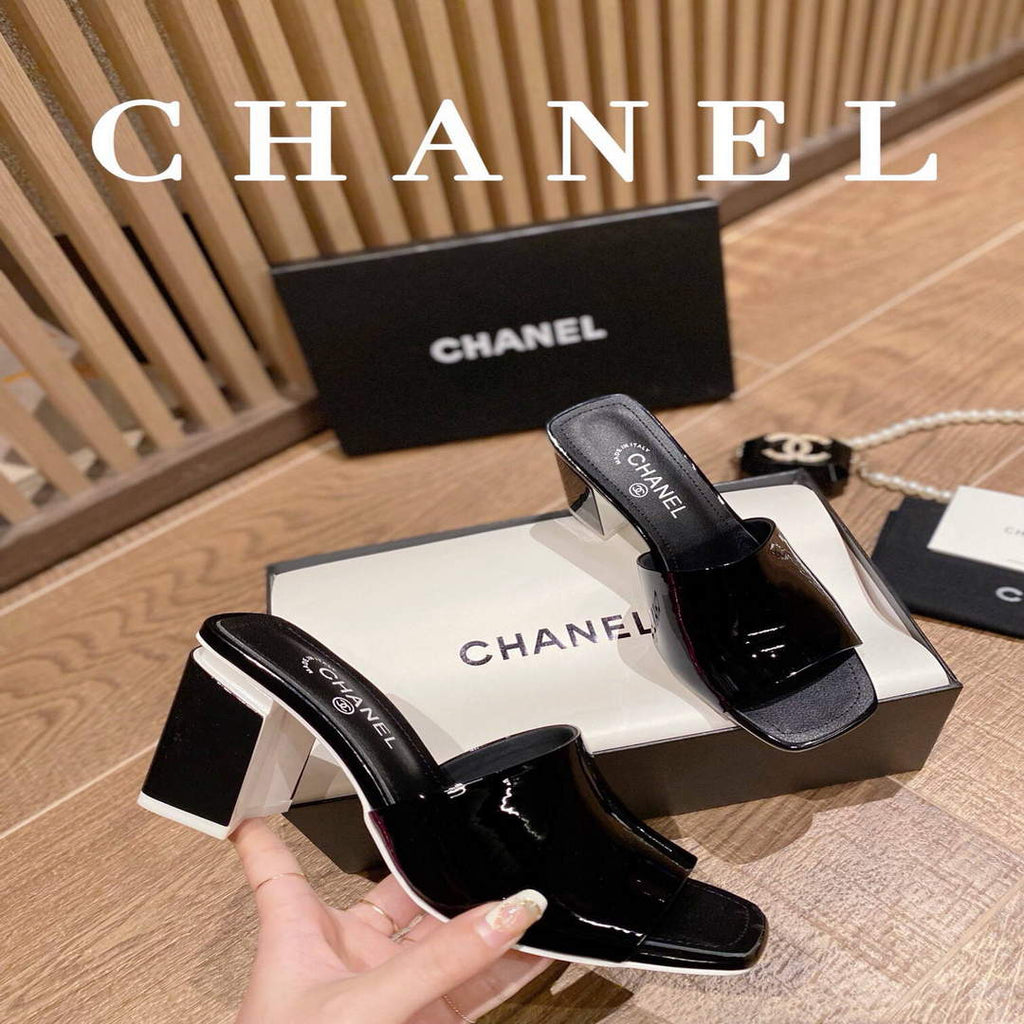 Chanel Women's Sandals Chanel Slippers Lambskin Heel 85mm C90173