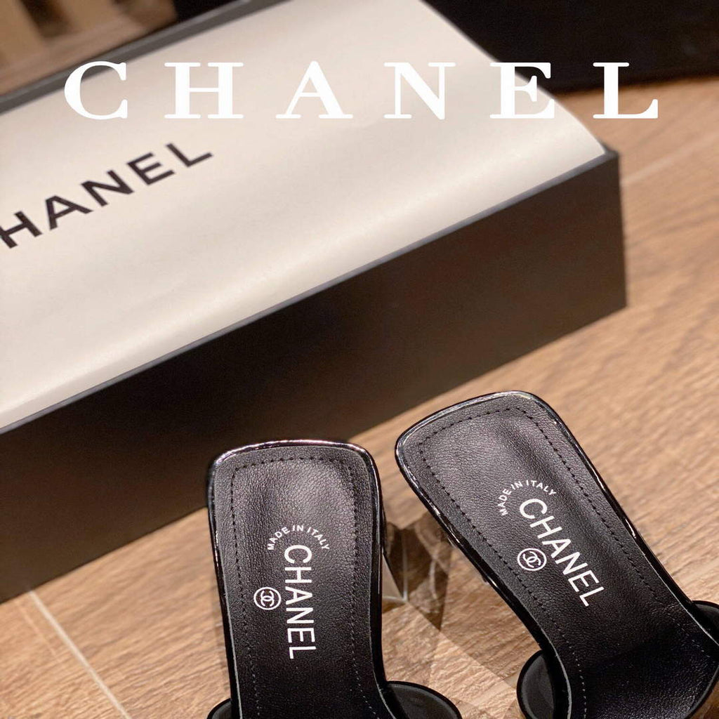 Chanel Women's Sandals Chanel Slippers Lambskin Heel 85mm C90173